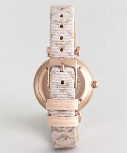 Emporio Armani Analog Grey Dial Pink Leather Strap Watch For Women - AR11126 - Image 8